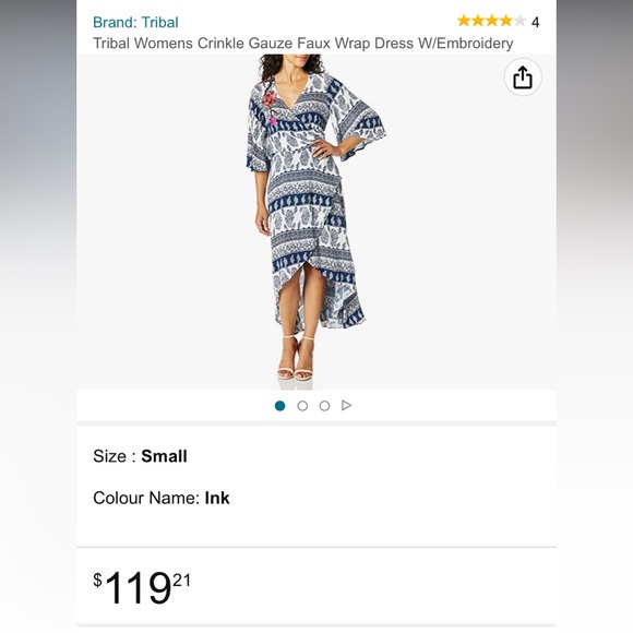 Tribal Femme Crinkle Gauze Faux Wrap Dress Medium - Picture 2 of 6